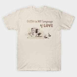 Coffee Illustration with Love Text T-Shirt